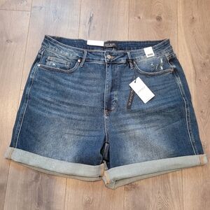 Judy Blue High Waist Front Shorts 3XL Blue Denim Tummy Control